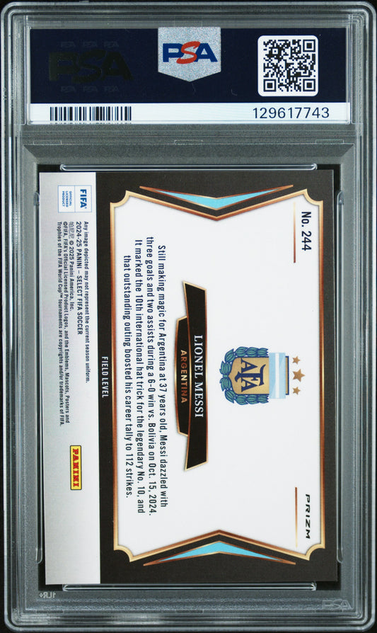 2024-25 Panini Select FIFA Blue Lazer Lionel Messi PSA 9 Argentina