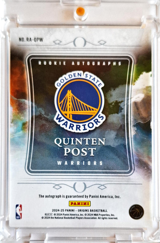 2024‑25 Panini Origins Rookie Autographs Quinten Post on Card Auto Golden State Warriors