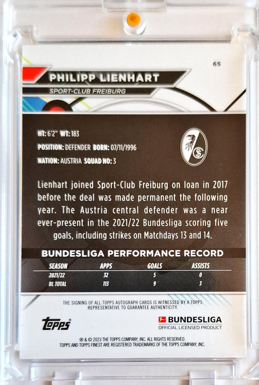 2022-23 Topps Finest Bundesliga Philipp Lienhart Auto SC Freiburg