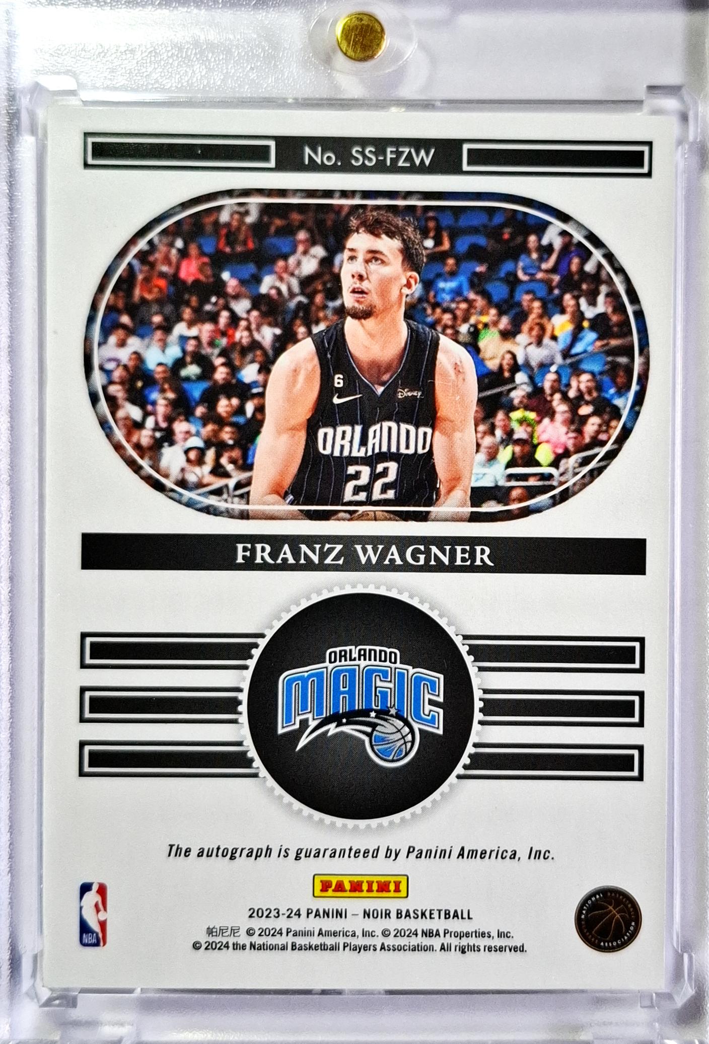 2023-24 Panini Noir Snapshot Signatures 03/99 Franz Wagner on Card Auto Orlando Magic