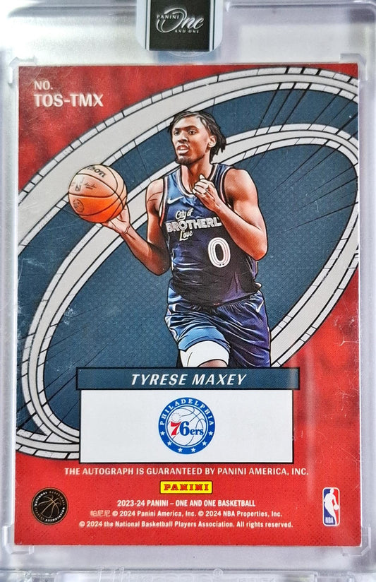 2023-24 Panini One and One ONEDERS Tyrese Maxey on Card Auto /25 Philadelphia 76ers