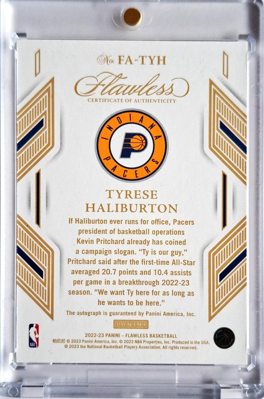 2022-23 Panini Flawless Autographs Ruby Tyrese Haliburton Auto 12/15 Indiana Pacers