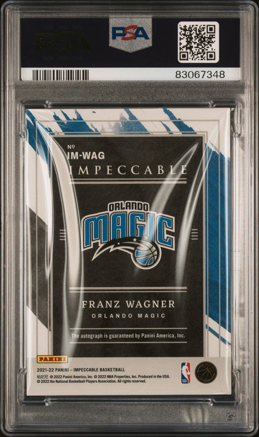 2021-22 Panini Impeccable Imperssions Franz Wagner RC Rookie Auto 80/99 PSA 9 Orlando Magic