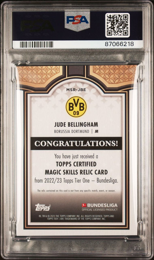 2022-23 Tier One Bundesliga Magic Skills Relic Jude Bellingham Jersey 005/144 PSA 8 Borussia Dortmund
