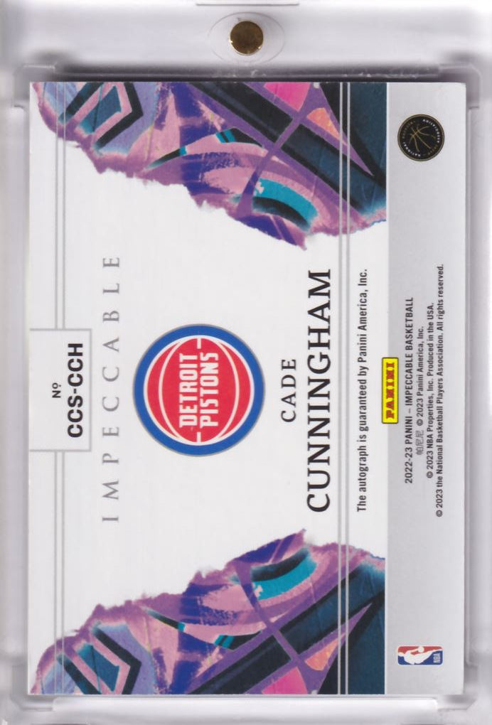 2022-23 NBA Panini Impeccable Canvas Creations on-Card Auto Autograph Cade Cunningham /25