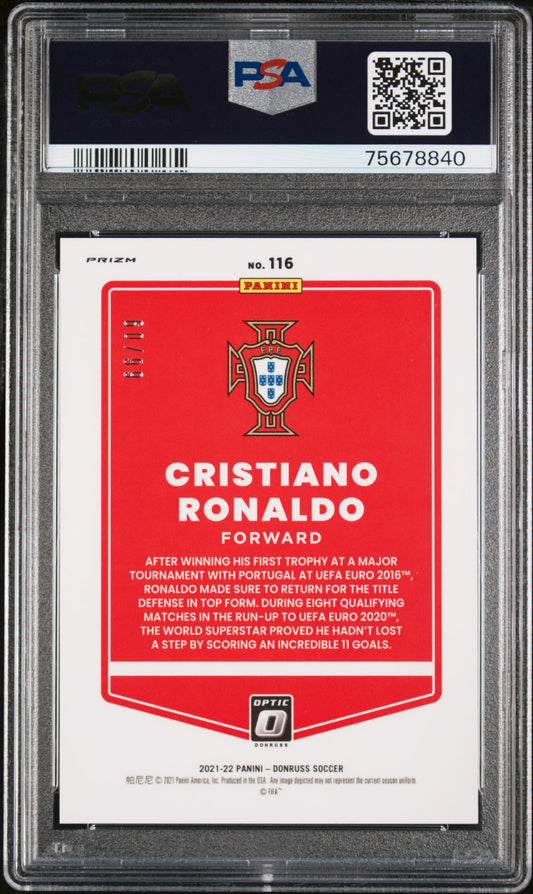 2021-22 Panini Donruss Soccer Optic-Purple Velocity Cristiano Ronaldo 60/99 PSA 10 Portugal