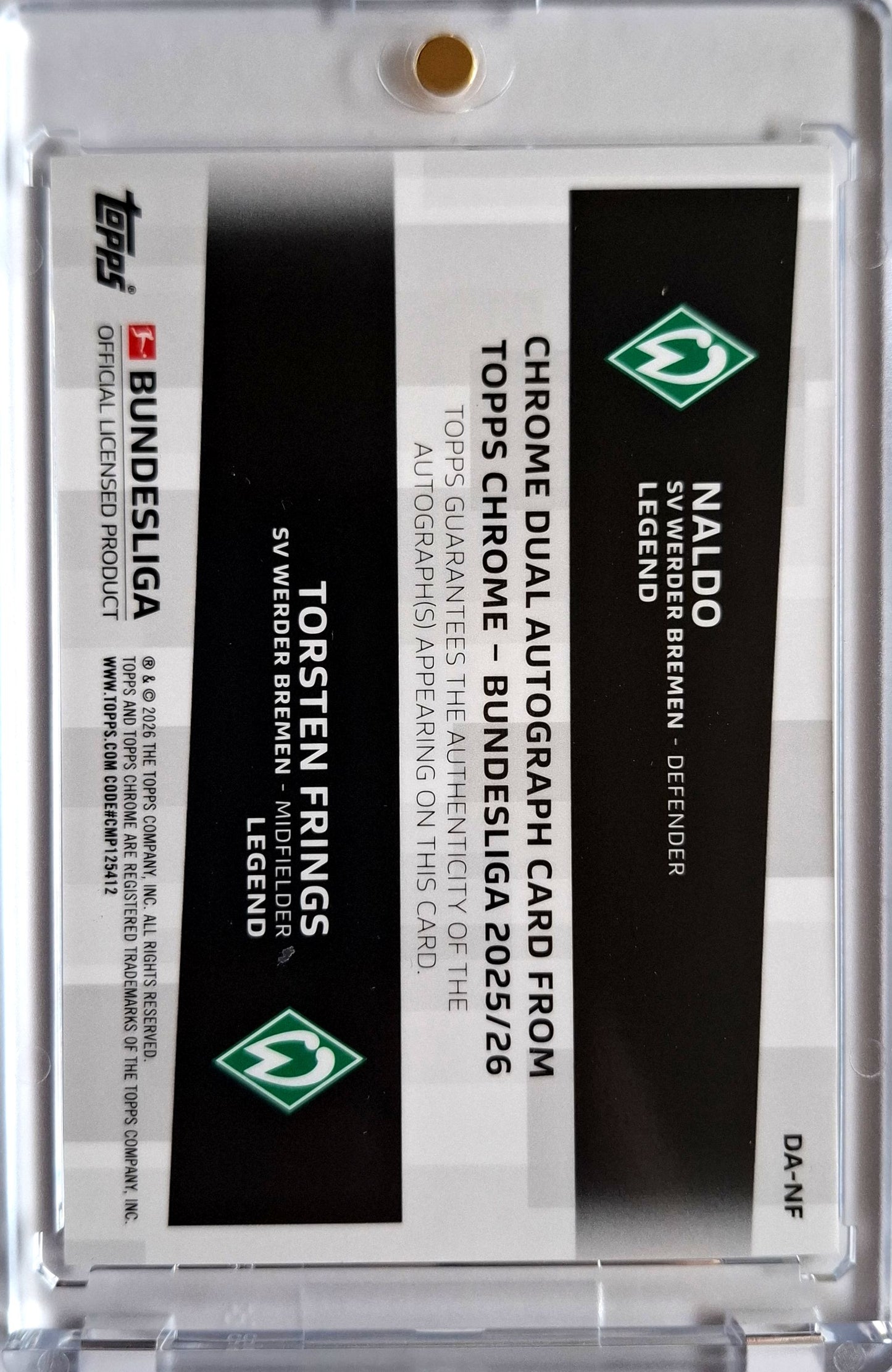 2025-26 Topps Chrome Bundesliga Naldo / Torsten Frings Dual Auto 36/75 Werder Bremen