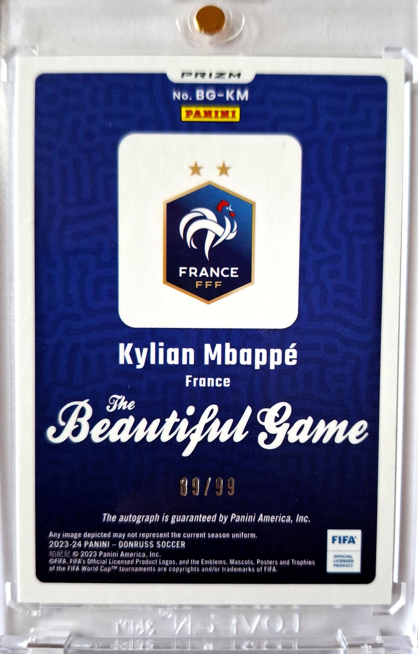 2023-24 Panini Donruss The Beautiful Game Kylian Mbappe Auto 89/99 Frankreich