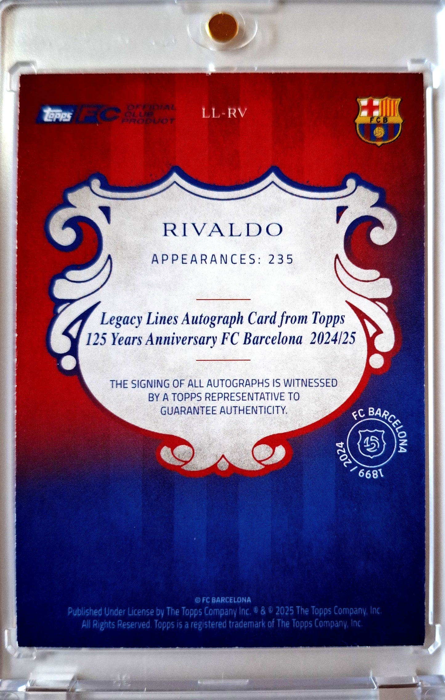 2024-25 125 Years Anniversary FC Barcelona Legacy Rivaldo Auto 27/75