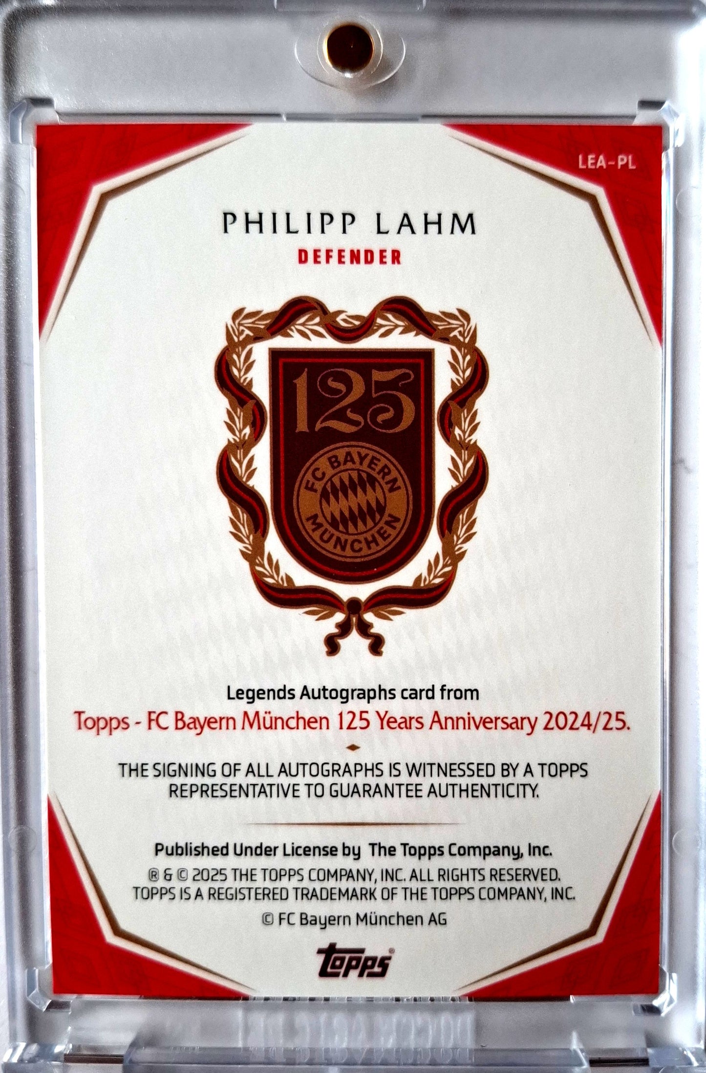2024-25 Topps 125 Years Anniversary FC Bayern München Set Philipp Lahm on Card Auto 04/10