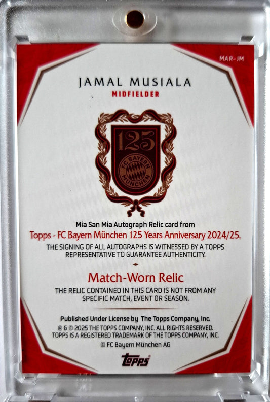 2024-25 Topps 125 Years Anniversary FC Bayern München Set Mia San Mia Jersey Jamal Musiala on Card Auto 14/49