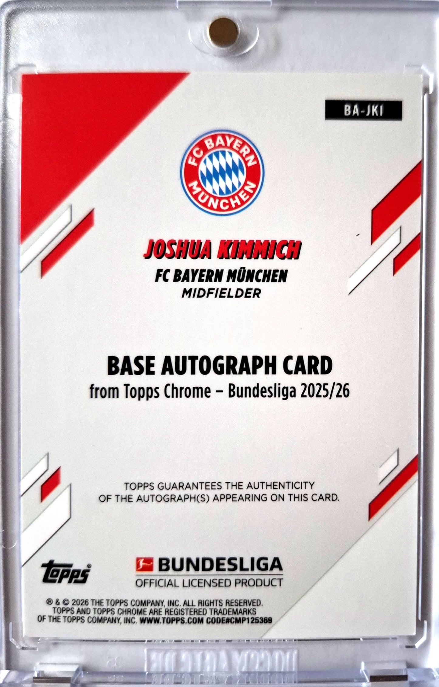 2025-26 Topps Chrome Bundesliga Orange Refractor Joshua Kimmich Auto 02/25 FC Bayern München