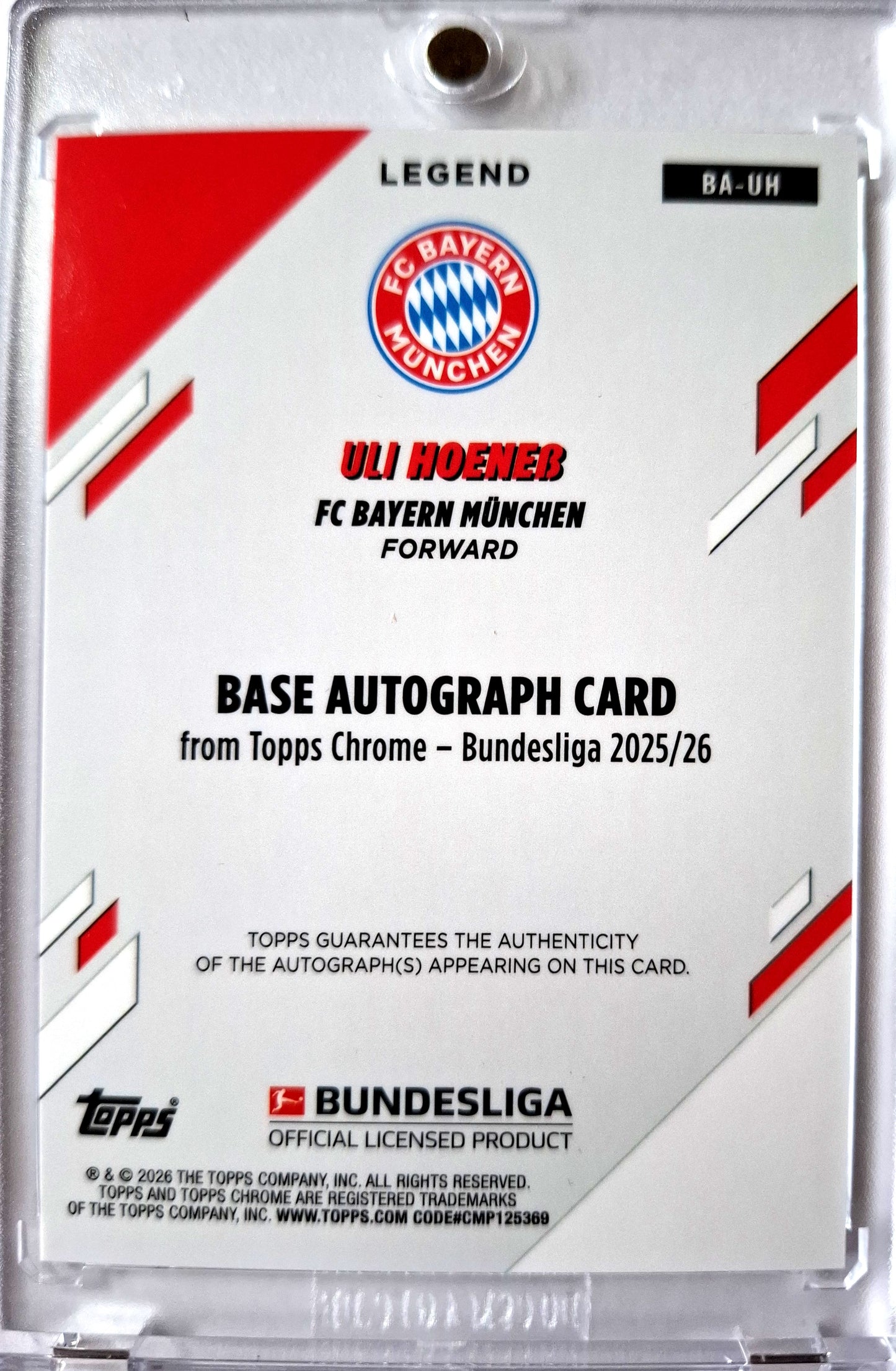 2025-26 Topps Chrome Bundesliga Legend Gold Refractor Uli Hoeneß Auto 21/50 FC Bayern München