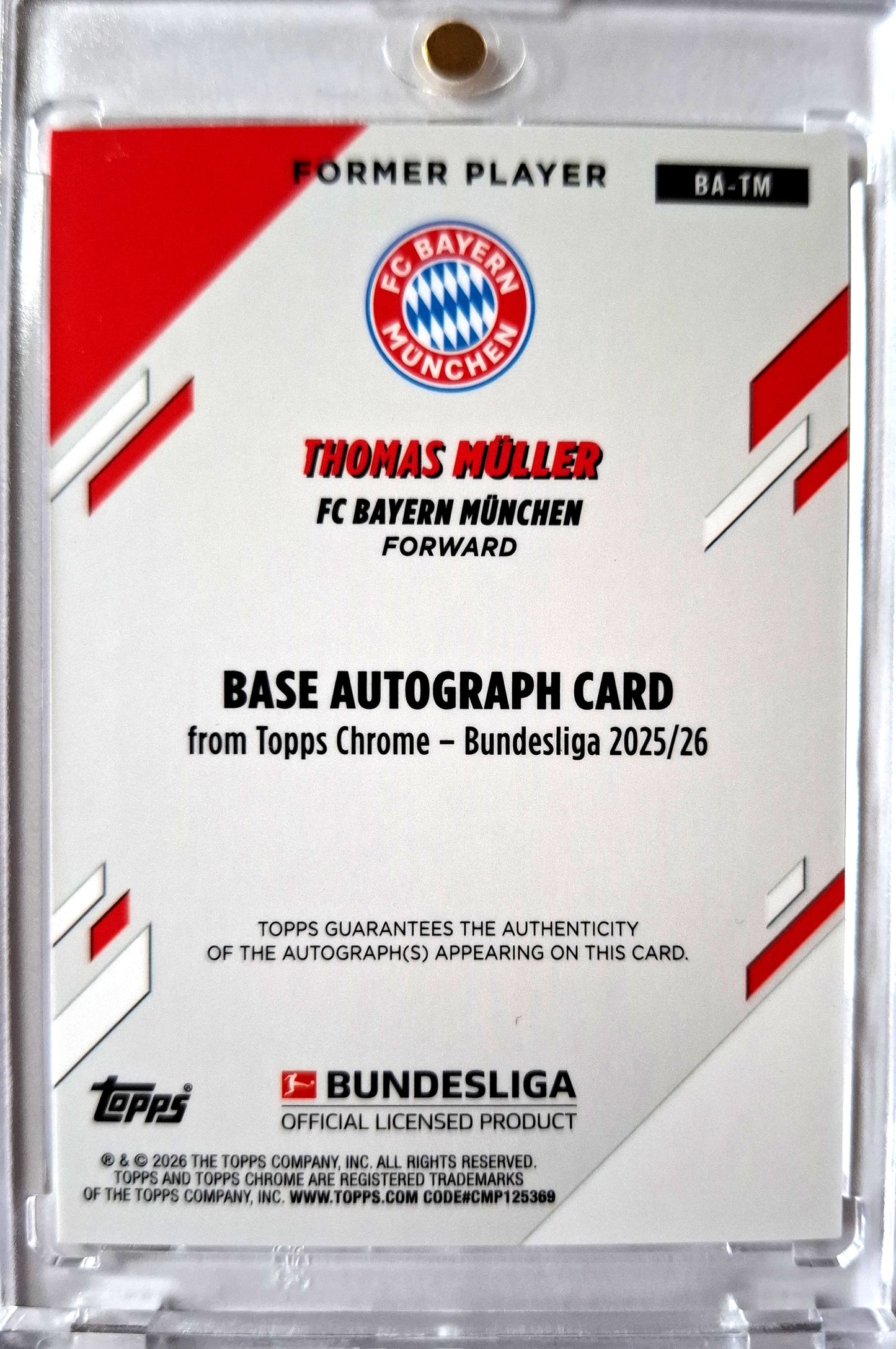 2025-26 Topps Chrome Bundesliga Gold Refractor Auto Thomas Müller 33/50 FC Bayern München