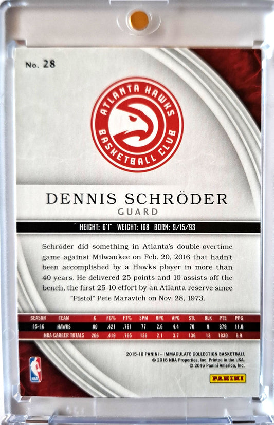 2015-16 Panini Immaculate 12/49 Dennis Schröder Atlanta Hawks
