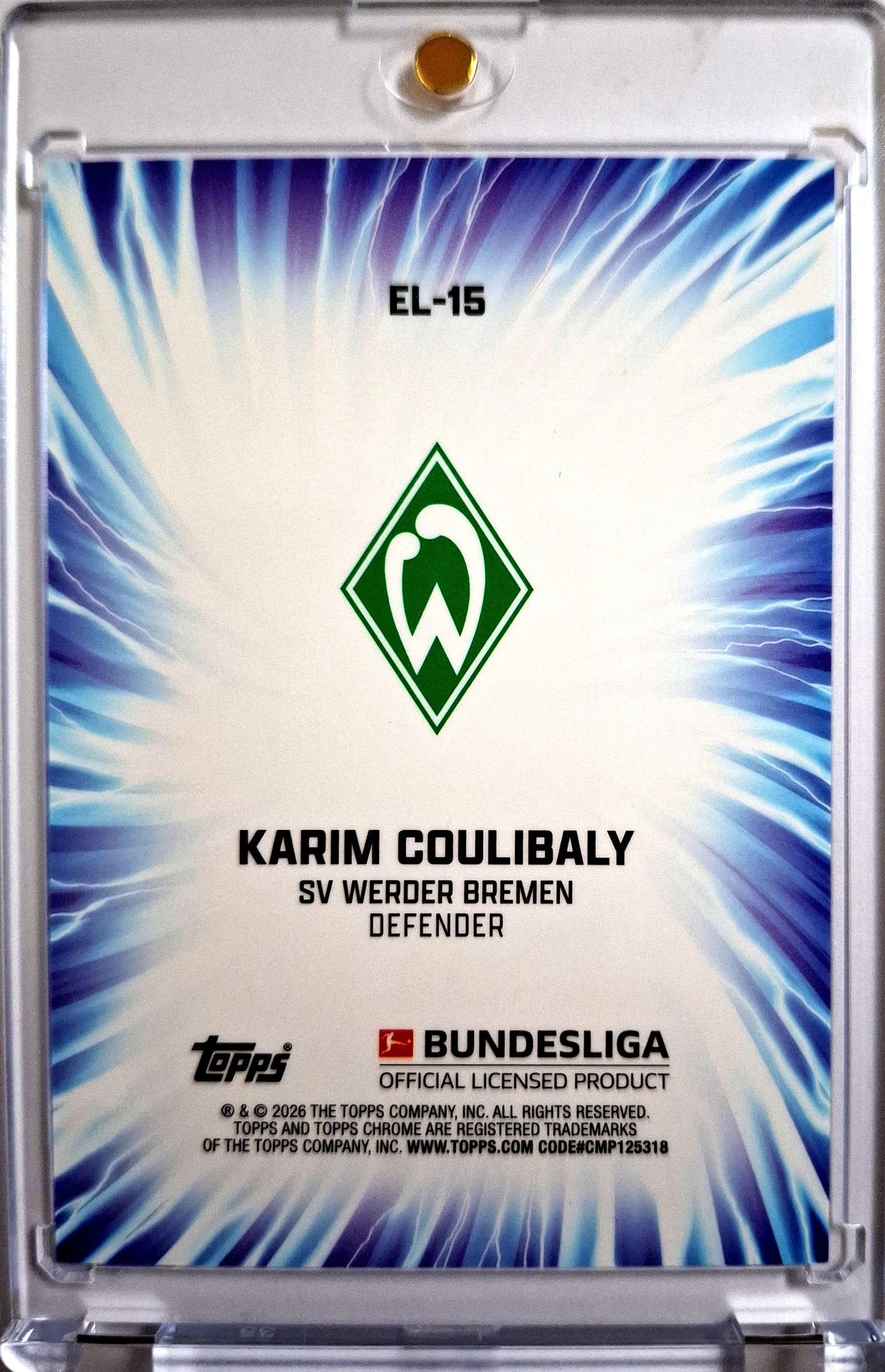 2025-26 Topps Chrome Bundesliga Electrified Toppsfractor Karim Coulibaly RC Rookie 25/52 Werder Bremen