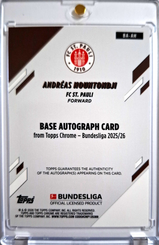 2025-26 Topps Chrome Bundesliga Autograph Gold Andreas Hountondji RC Rookie Auto 06/50 FC St. Pauli