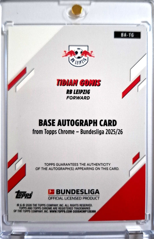 2025-26 Topps Chrome Bundesliga Autograph Green Tidiam Gomis RC Rookie 85/99 RB Leipzig