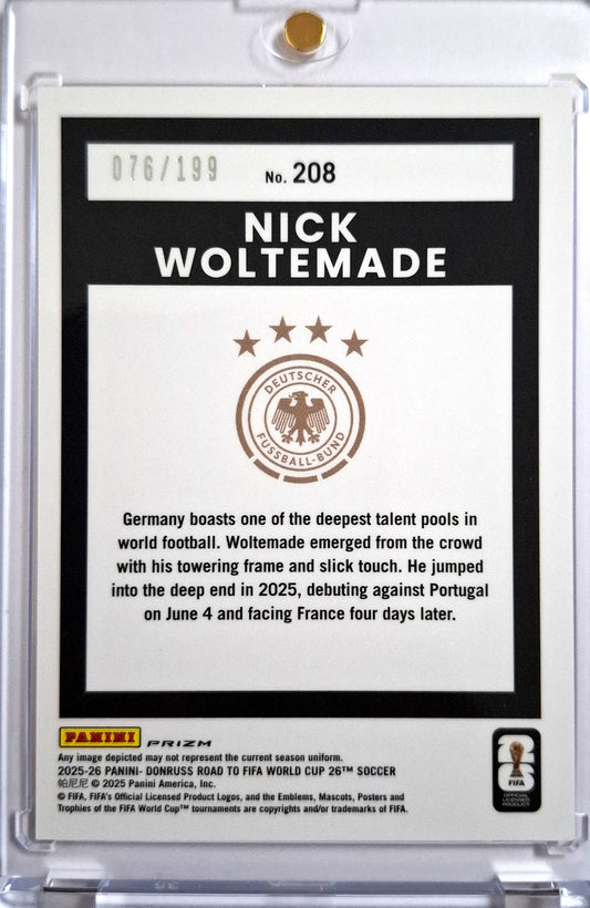 2025-26 Panini Donruss Road to Fifa World Cup 26 Rated Rookie Red Nick Woltemade RC 076/199 Deutschland