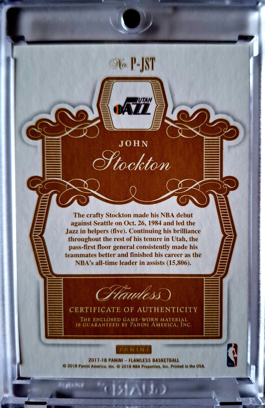 2016-17 Panini Flawless Patch John Stockton 18/25 Game Worn Utah Jazz