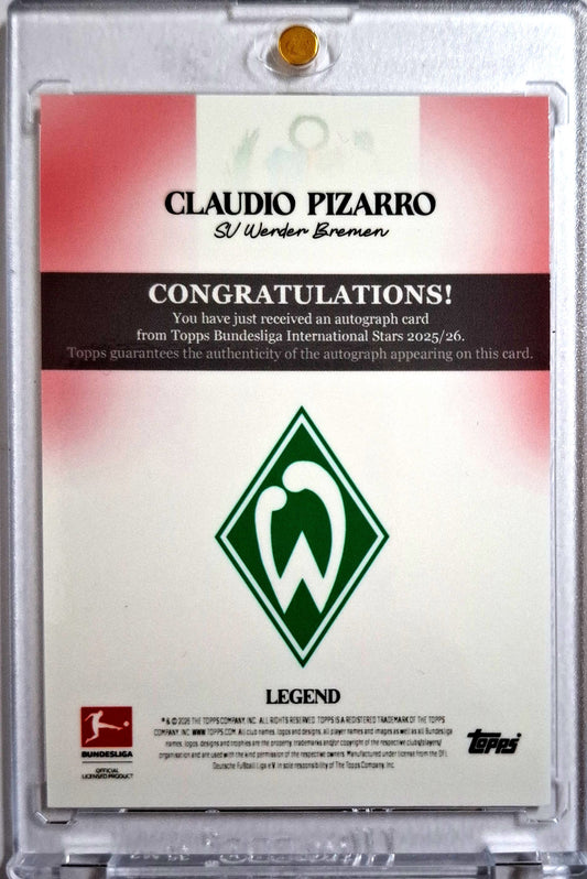 2025-26 Topps Bundesliga International Stars Autograph Black Claudio Pizarro 09/10 Werder Bremen