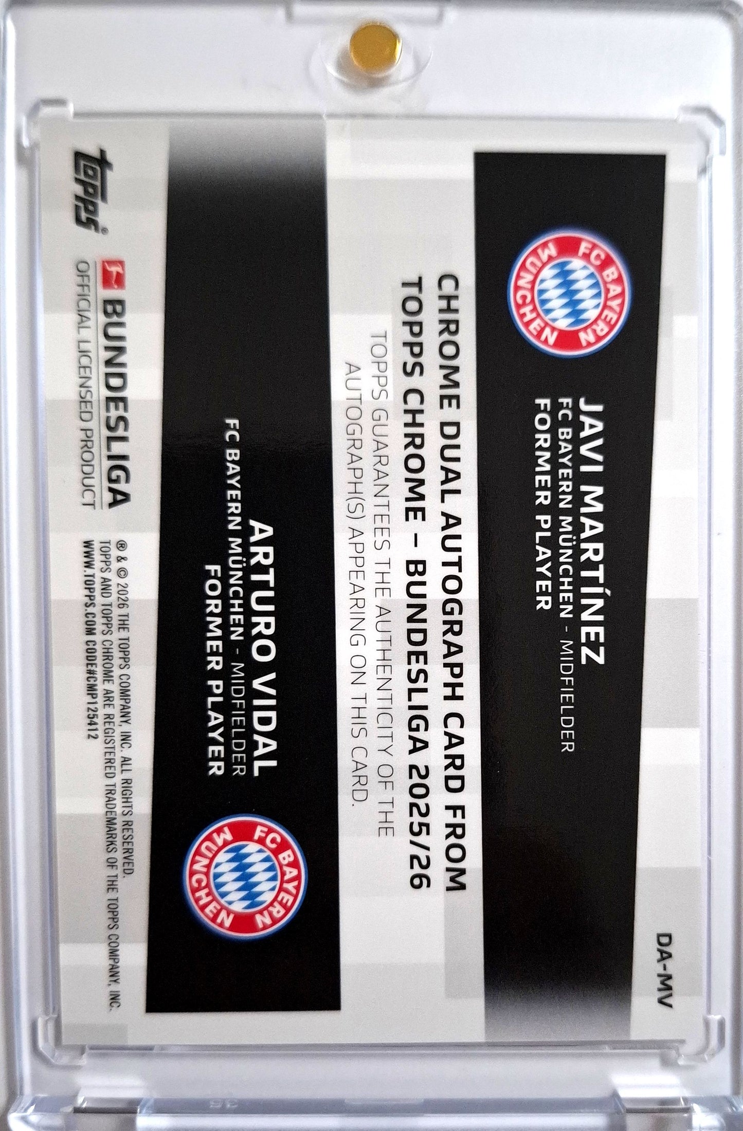 2025-26 Topps Chrome Bundesliga Dual Autograph Gold Javi Martinez / Arturo Vidal 34/50 Bayern München