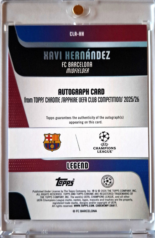 2025-56 Topps Chrome Sapphire UCC Black Xavi Hernandez Auto 08/10 FC Barcelona