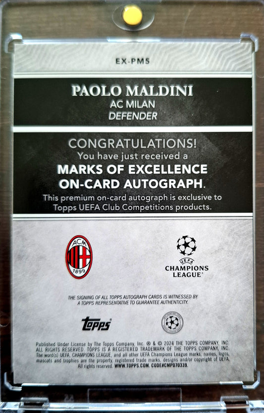 2024-25 Topps Chrome UCC Marks of Excellence Paolo Maldini Auto 01/50 AC Milan