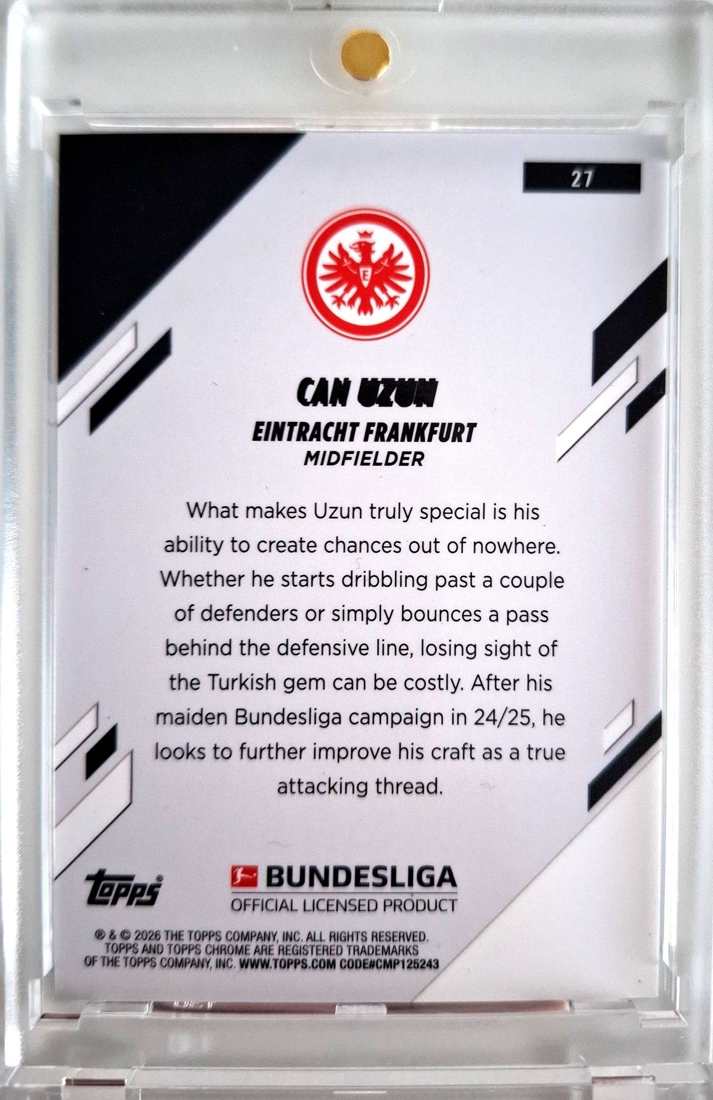 2025-26 Topps Chrome Bundesliga Can Uzun Green Lava 46/99 Eintracht Frankfurt