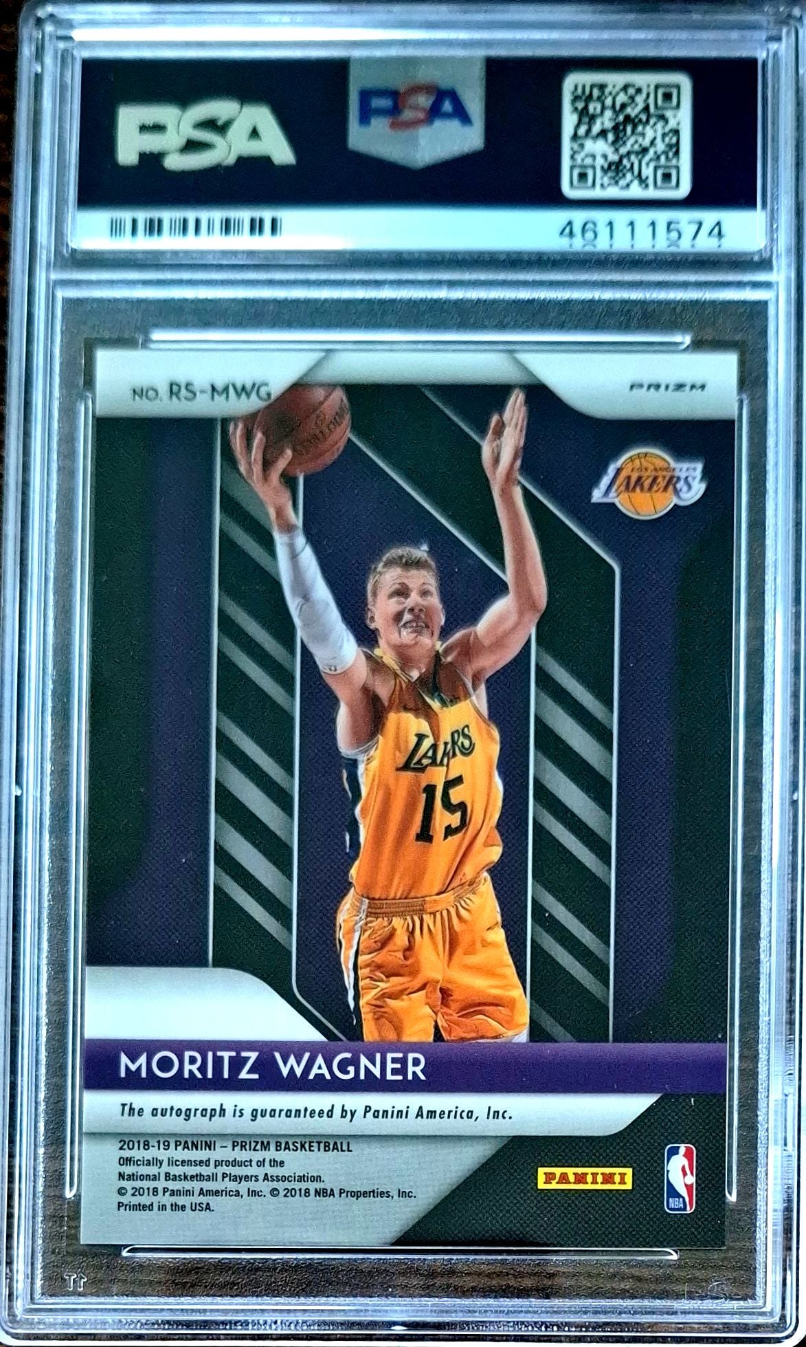2018-19 Panini Prizm Silver Rookie Signatures Moritz Wagner RC Auto PSA 9 Los Angeles Lakers