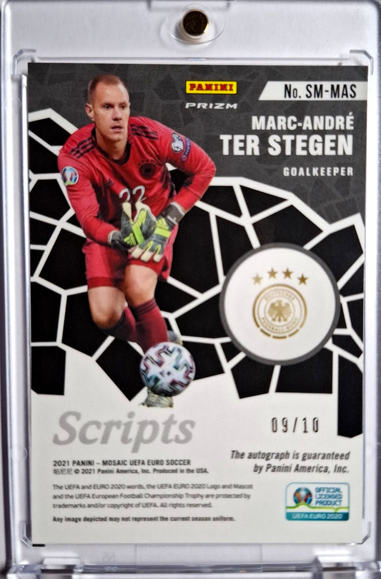 2021 Panini Mosaic UEFA Euro Scripts Marc-Andre Ter Stegen Gold Prizm Auto 09/10 Deutschland