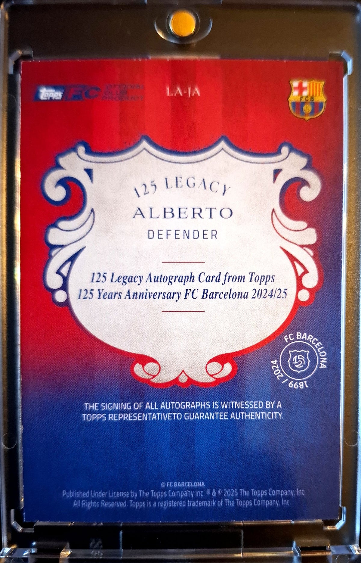 2024-25 Topps 125 Years Anniversary Legacy Autograph Alberto Auto 33/50 FC Barcelona