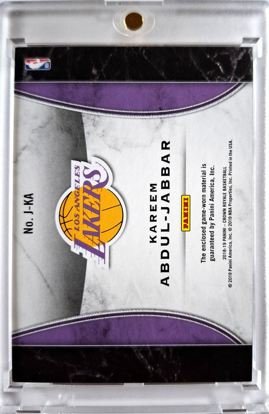 2018-19 Panini Crown Royale Kareem Abdul-Jabbar Jersey Game Worn Los Angeles Lakers