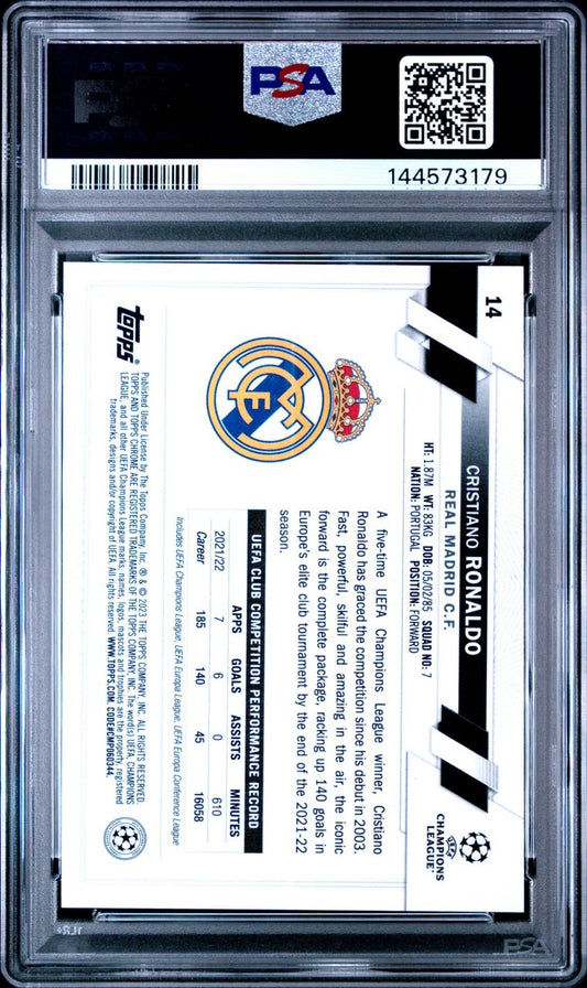 2022-22 Topps Chrome Sapphire UCC Cristiano Ronaldo SP PSA 8 Real Madrid
