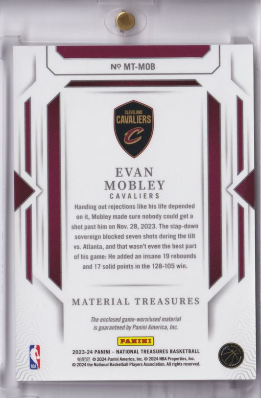 2023-24 NBA Panini National Treasures Material Treasures Evan Mobley Game /8 Cleveland Cavaliers Game Worn