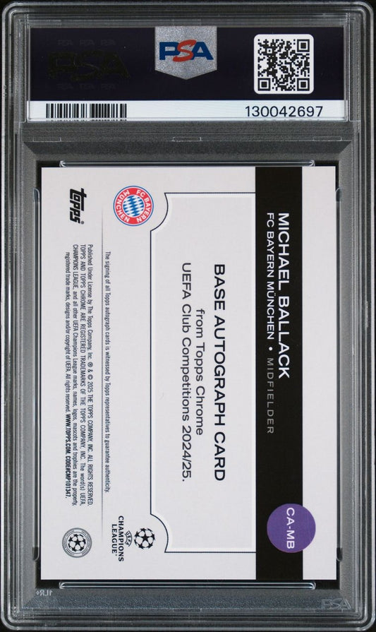 2024-25 Topps Chrome UCC Orange Refractor Michael Ballack Auto 11/25 FC Bayern München PSA 9 / Auto 10