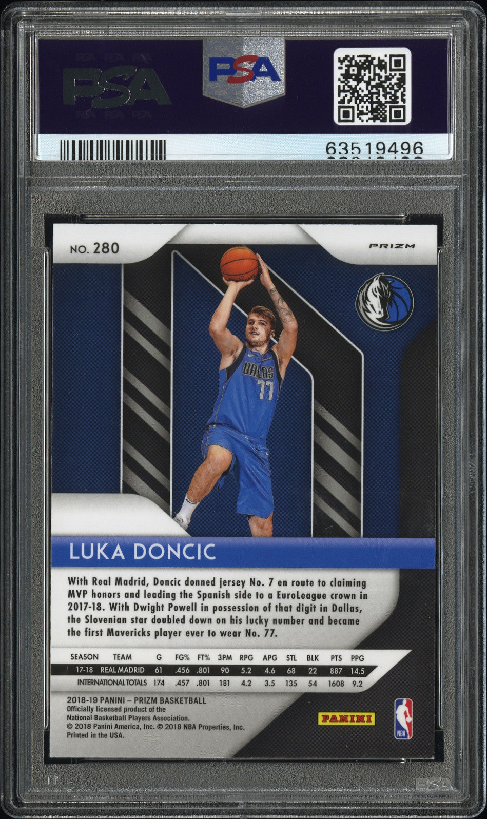 2018-19 Panini Prizm Red Ice Luka Doncic RC Rookie PSA 9 Dallas Mavericks