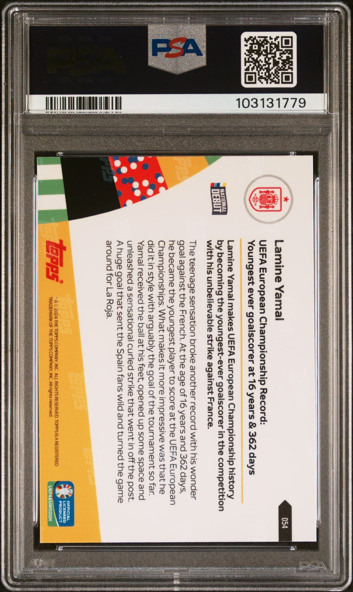 2024 Topps Now Uefa Euro Lamine Yamal PSA 10 GEM Mint Spanien