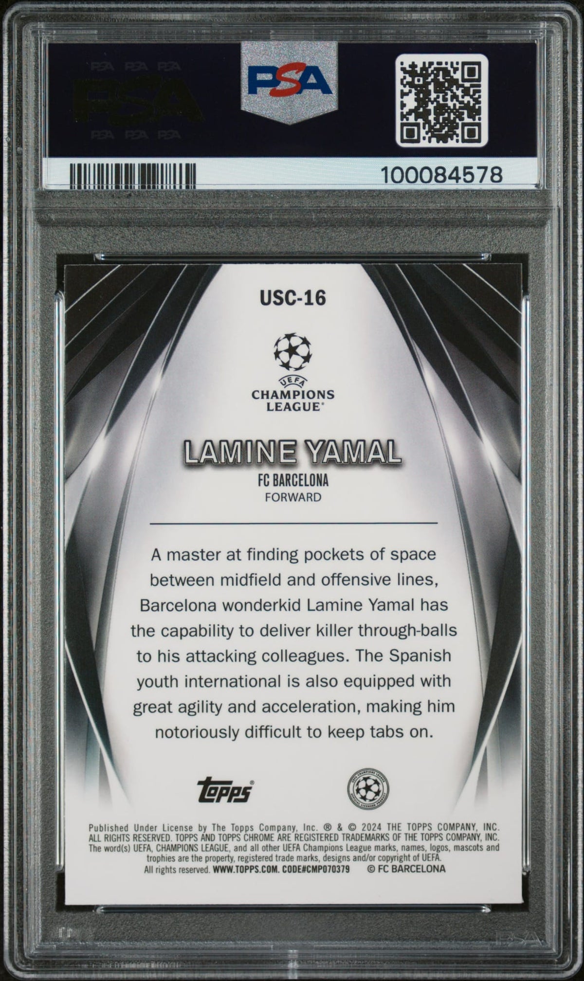 2023-24 Topps UCC Ultimate Stage Chrome Lamine Yamal RC Rookie PSA 10 GEM Mint FC Barcelona POP10