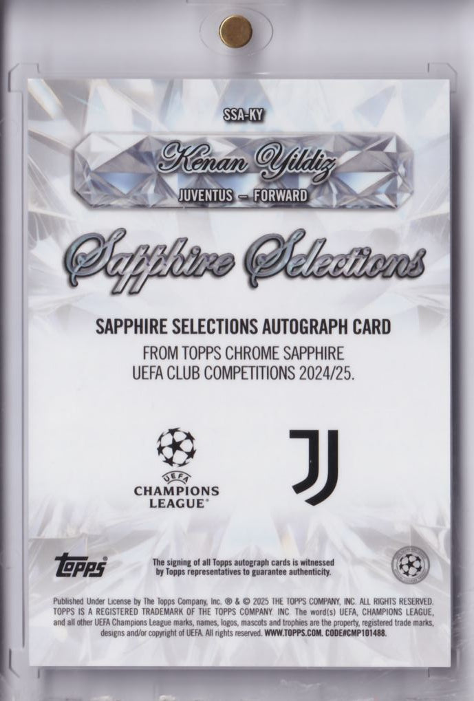 2024-25 Topps Chrome UCC Sapphire Selections Auto Autograph Kenan Yıldız /25