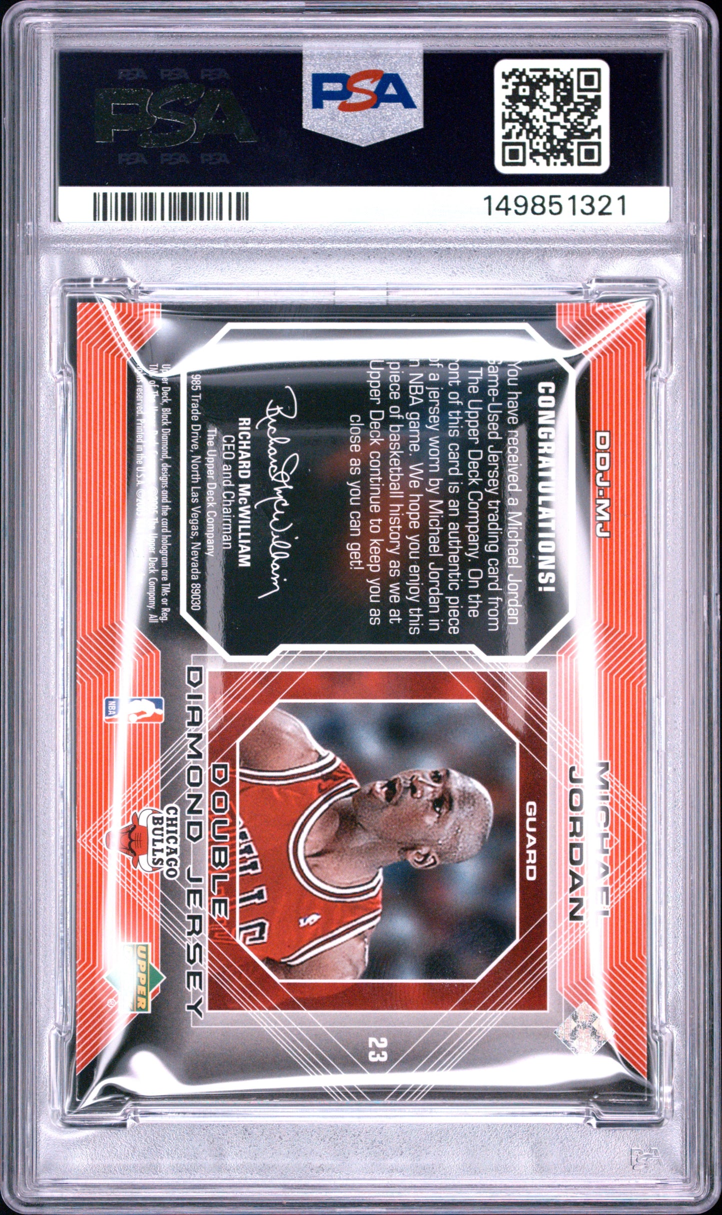 2004 Upper Deck Black Diamond Jersey Michael Jordan 20/250 Chicago Bulls PSA 4