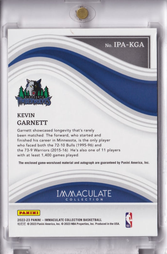 2022-23 Panini Immaculate Collection Kevin Garnett Patch Auto 01/10 Minnesota Timberwolves