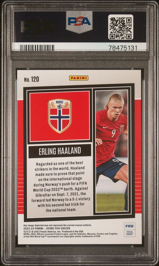 2022-23 Panini Score Fifa Blue Lasers Erling Haaland 50/60 PSA 8 Norwegen