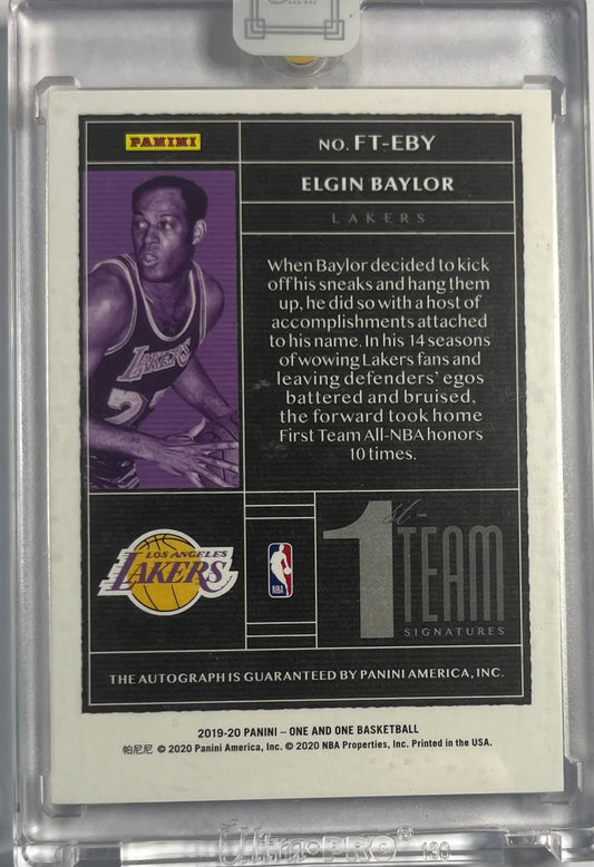 2019-20 Panini One and One On Card Auto Elgin Baylor 23/35 Los Angeles Lakers