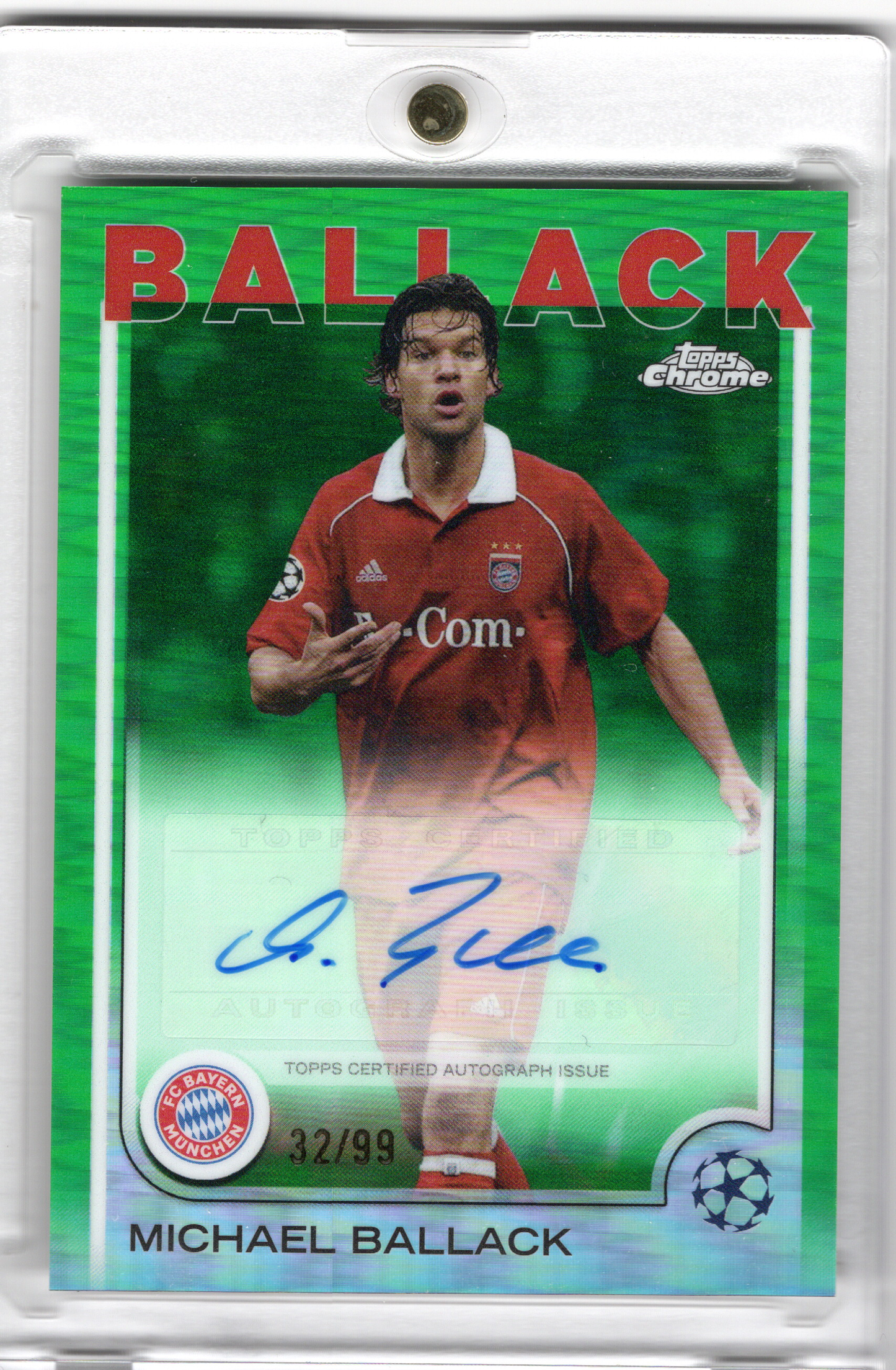 2024-25 TOPPS Chrome UCC Green Refractor Auto Michael Ballack /99 FC Bayern