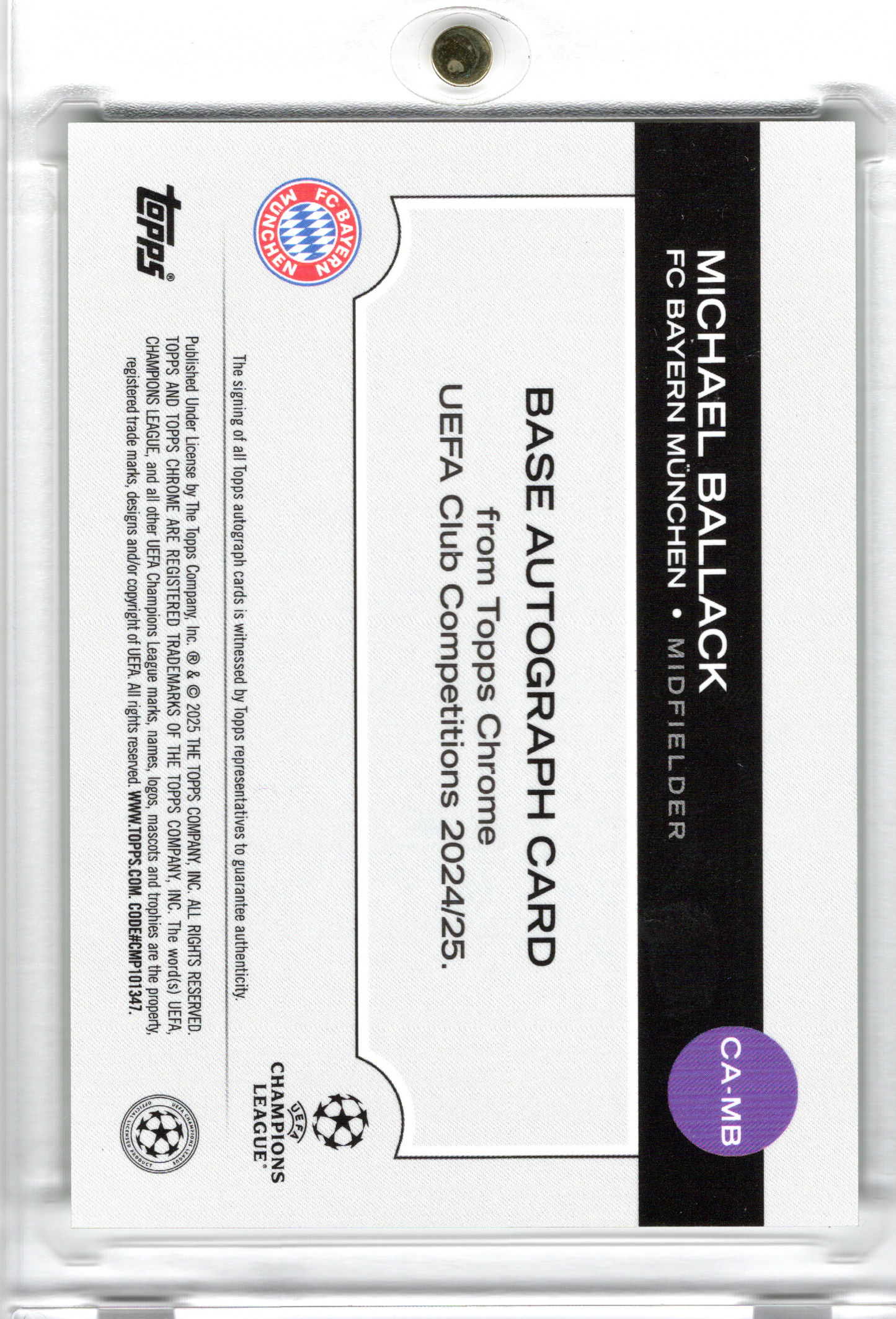 2024-25 TOPPS Chrome UCC Green Refractor Auto Michael Ballack /99 FC Bayern