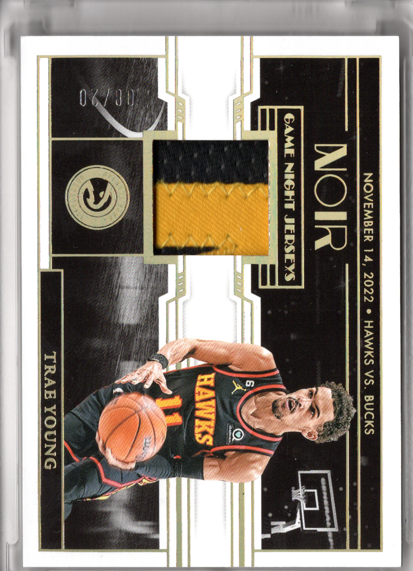 2023-24 Panini Noir Game Night Jersey Patch Prime Trae Young /20 Hawks