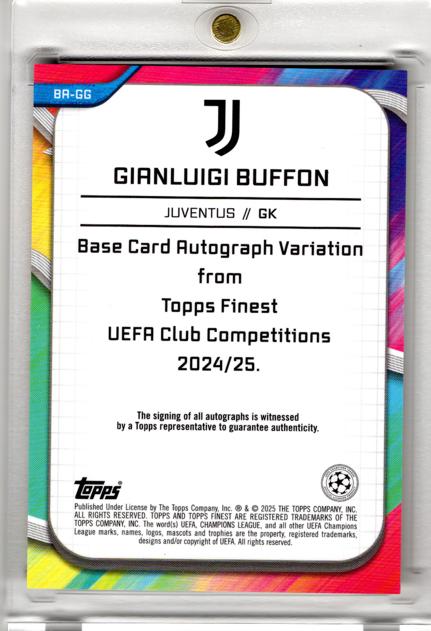 2024-25 Topps Finest UCC Orange Wave Auto Autograph Gianluigi Buffon /25 Juventus