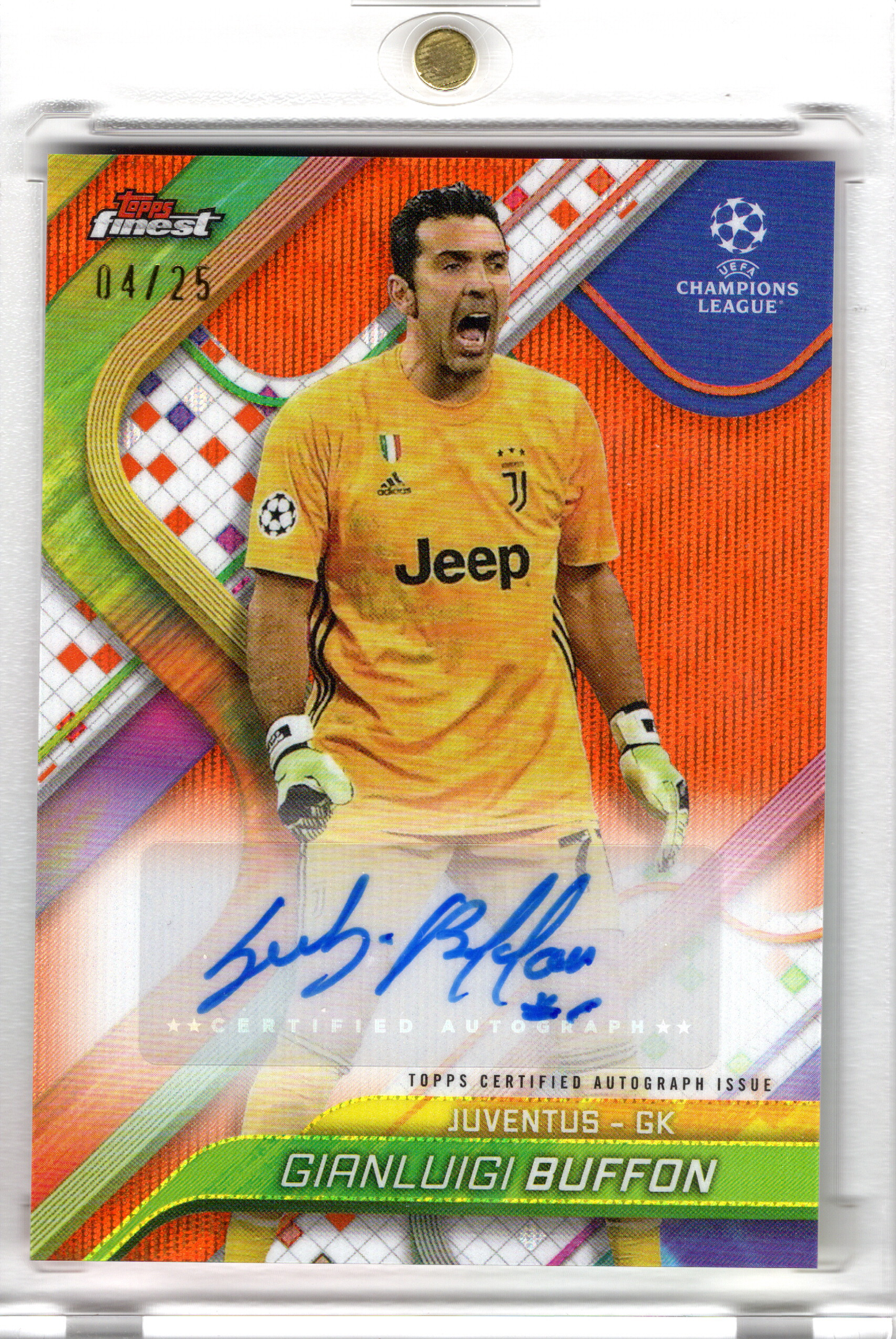 2024-25 Topps Finest UCC Orange Wave Auto Autograph Gianluigi Buffon /25 Juventus