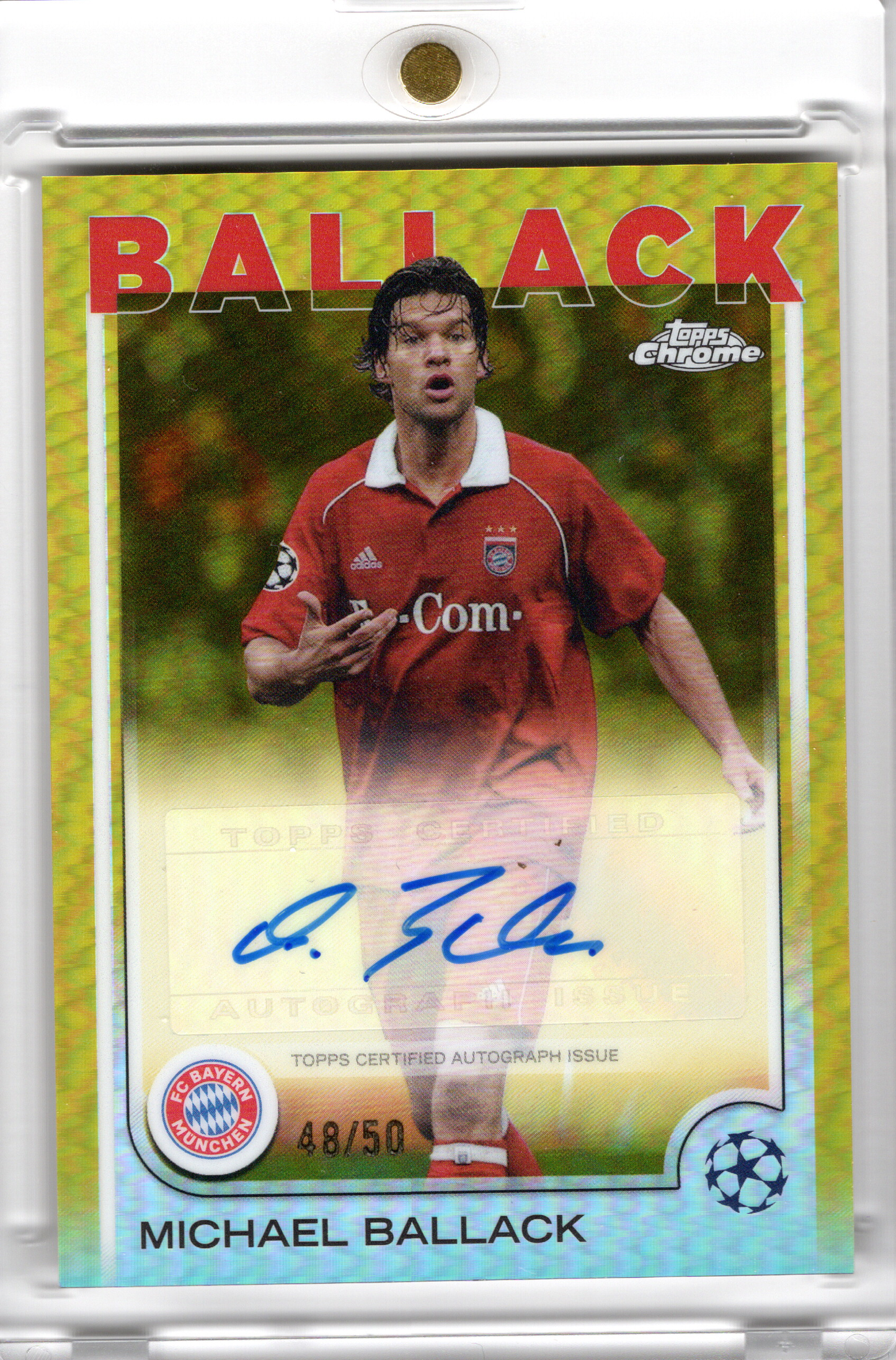 2024-25 TOPPS Chrome UCC Gold Refractor Auto Michael Ballack 48/50 FC Bayern München